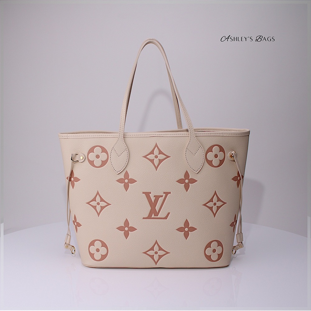 Louis Vuitton MM Neverfull Monogram Empreinte Giant In Crème Rose Trianon Pink - Picture 3 of 15